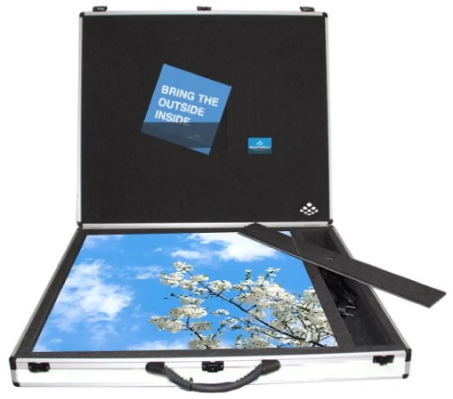 Musterkoffer Deckenbilder Es ist schwierig, den „Wow“-Effekt der Deckenbilder LED auf Fotos richtig zu vermitteln